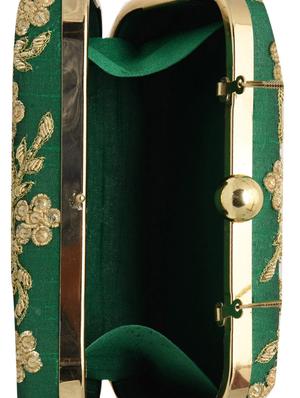 green embellished polyester box clutch - 1185998 - Standard Image - 3