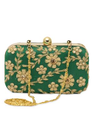 green embellished polyester box clutch - 1185998 - Standard Image - 6