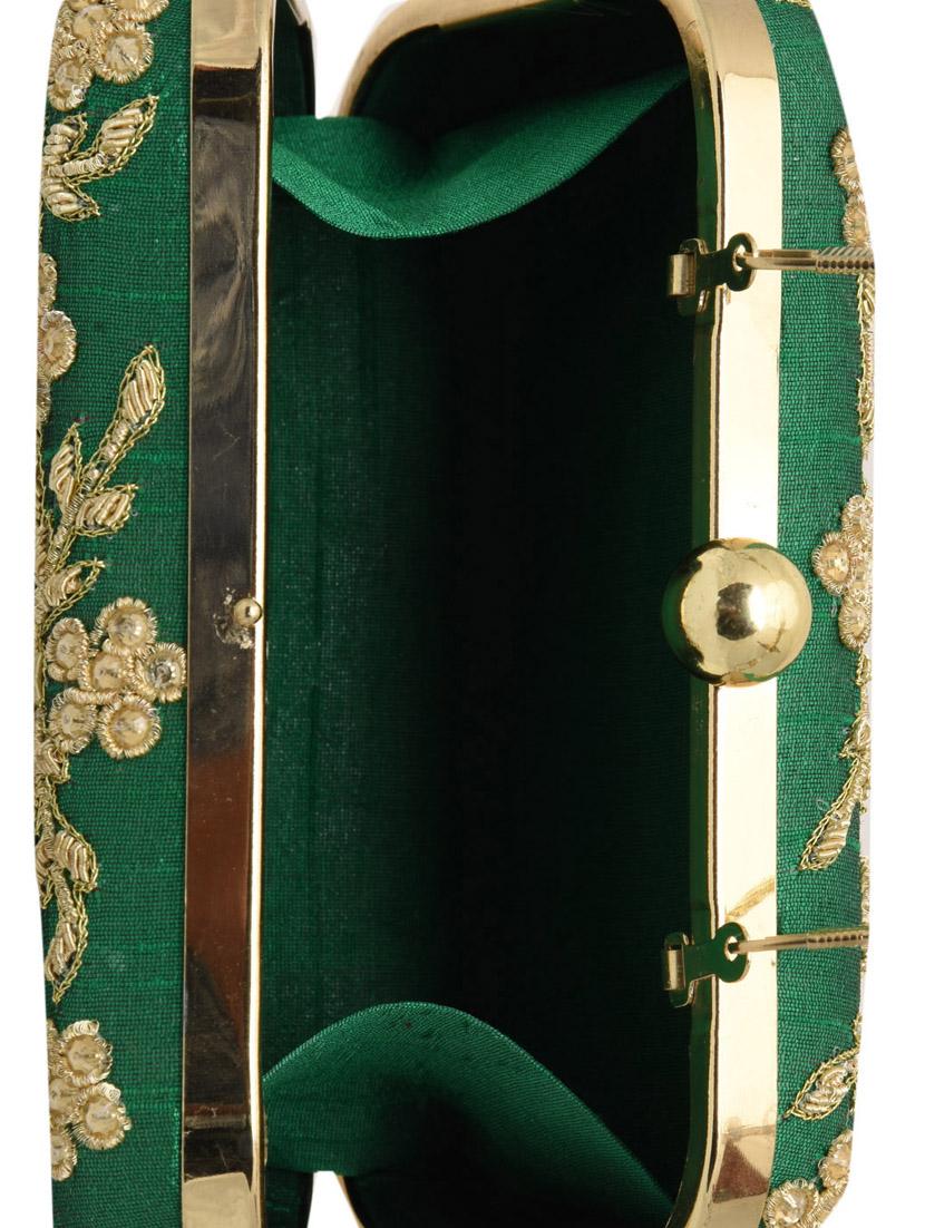 green embellished polyester box clutch - 1185998 - Zoom Image - 3