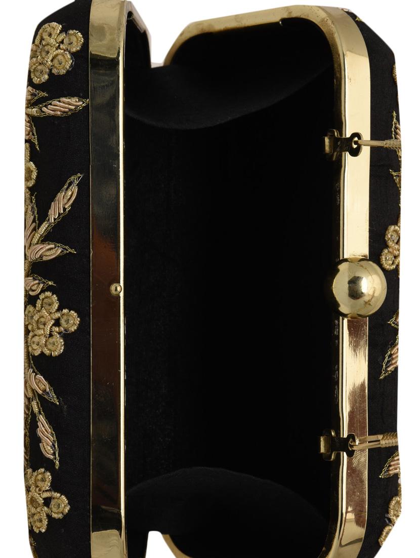 black embellished polyester box clutch - 1185999 - Zoom Image - 3