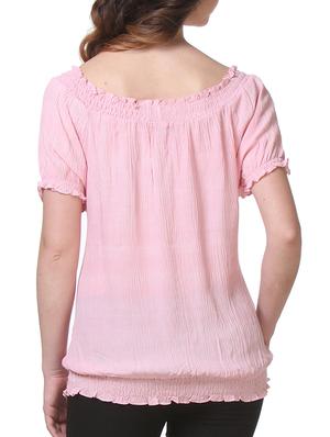 drawstring neck pink rayon top - 1187002 - Standard Image - 3