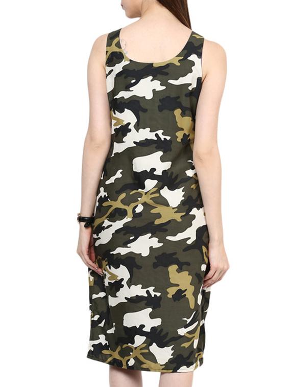 side slit camouflage sheath dress - 11870340 - Zoom Image - 3