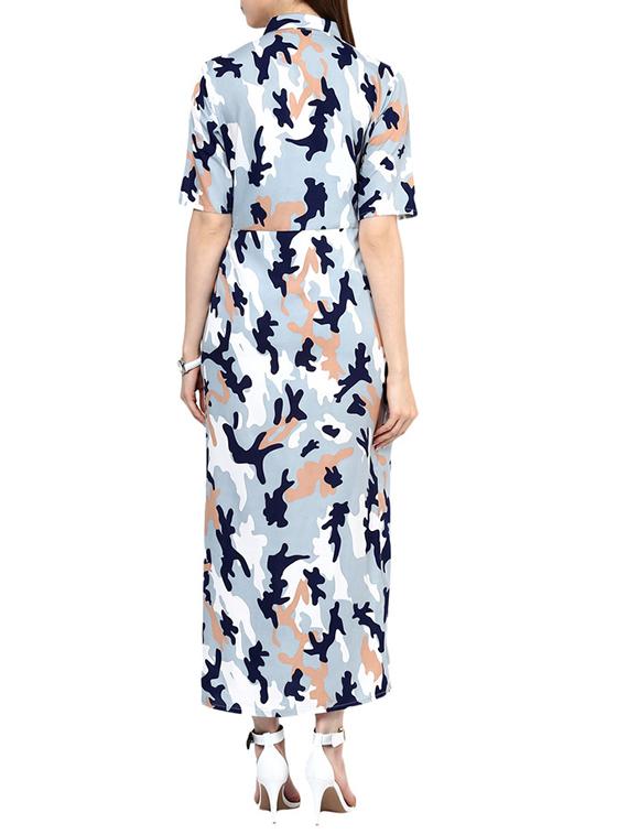 button up front slit maxi dress - 11870342 - Zoom Image - 3