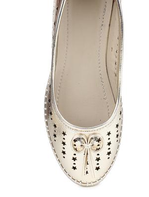 gold suede slip on ballerina - 11894507 - Standard Image - 3