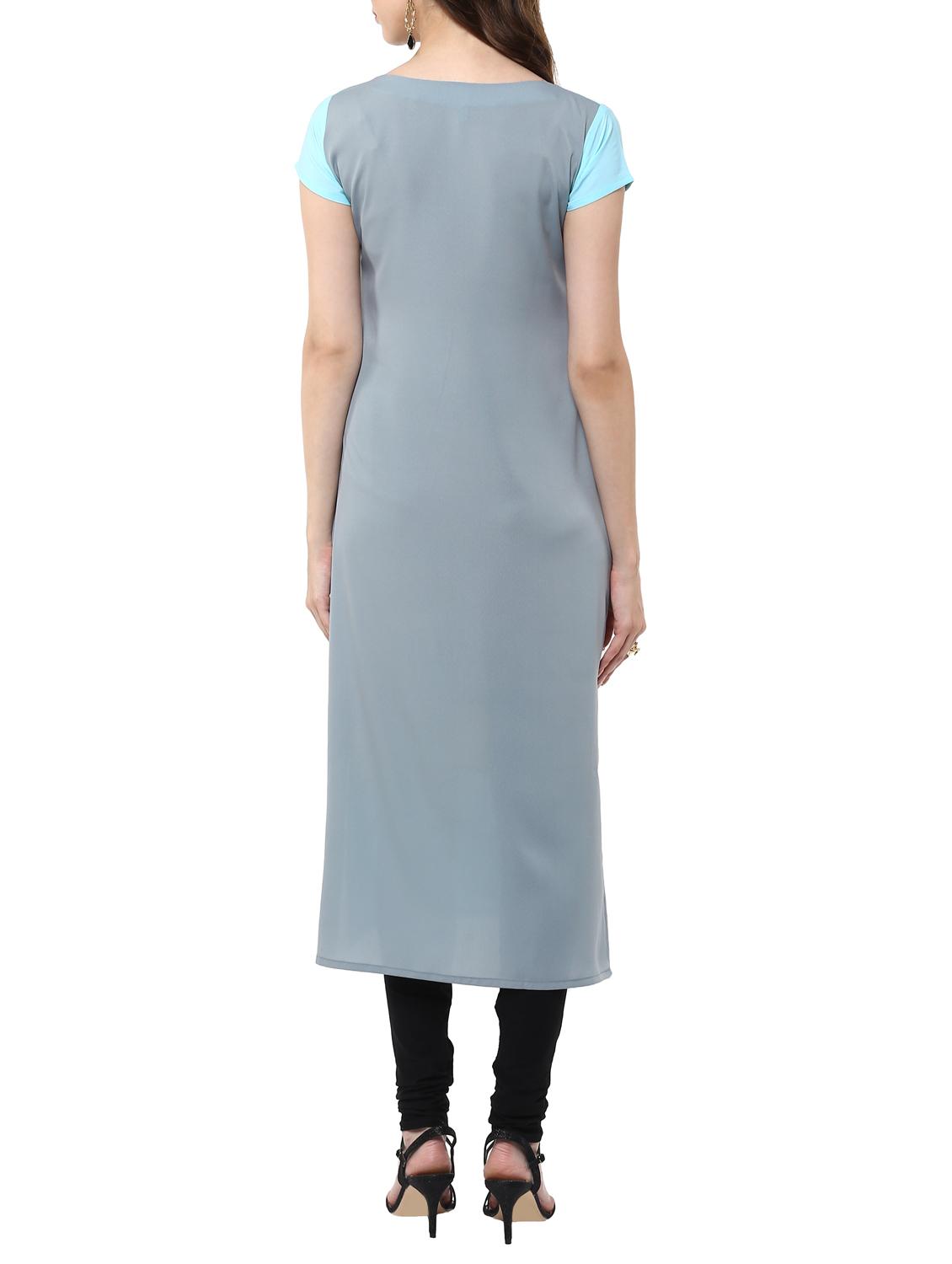 colour block long kurta - 11900666 - Zoom Image - 3