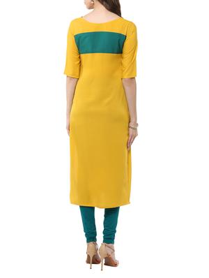 Straight color block Long Kurta - 11900667 - Standard Image - 3