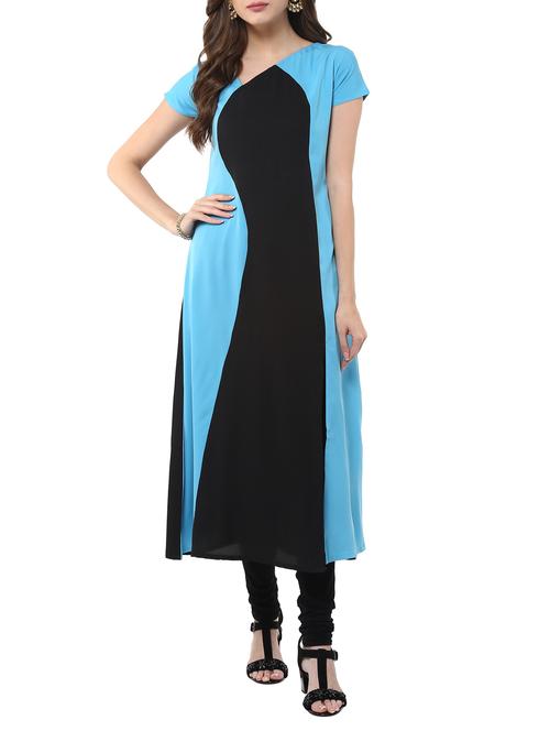colour block long kurta - 11900673 - Standard Image - 1