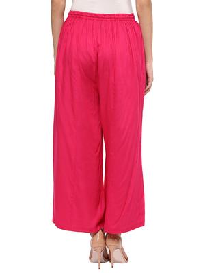 pink cotton palazzos - 11911405 - Standard Image - 3