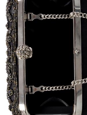 black cotton box clutch - 11912484 - Standard Image - 3