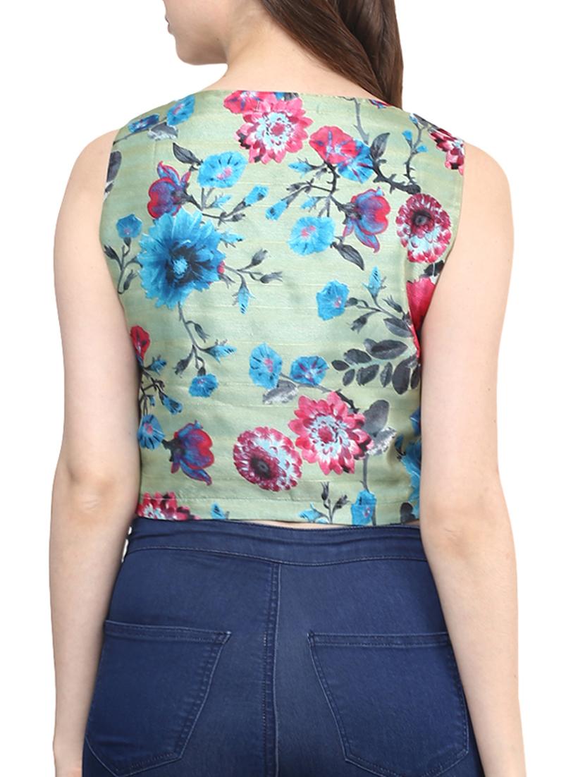 green floral printed crop top - 11913558 - Zoom Image - 3