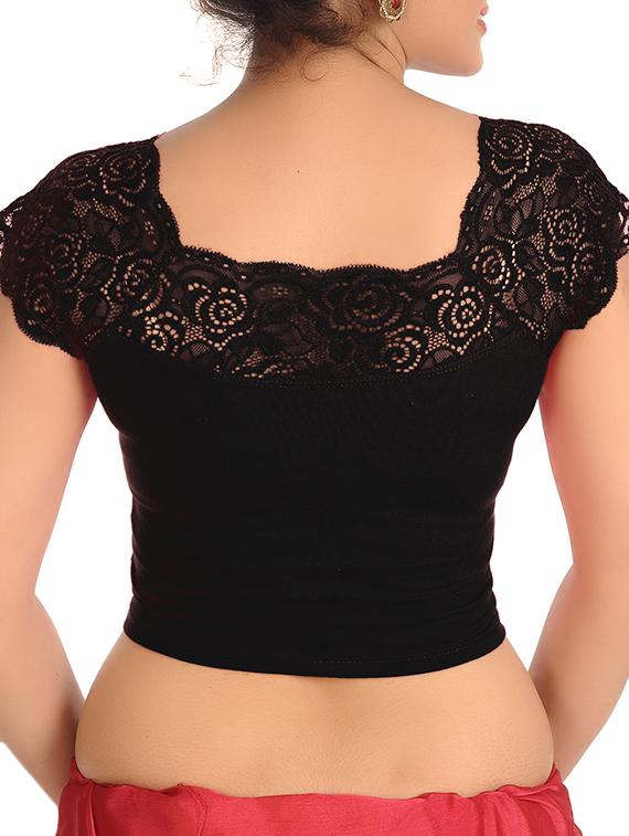 black cotton lycra solid stitched blouse - 11919052 - Zoom Image - 3