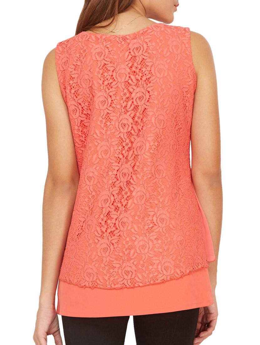 peach georgette regular top - 11933277 - Zoom Image - 3