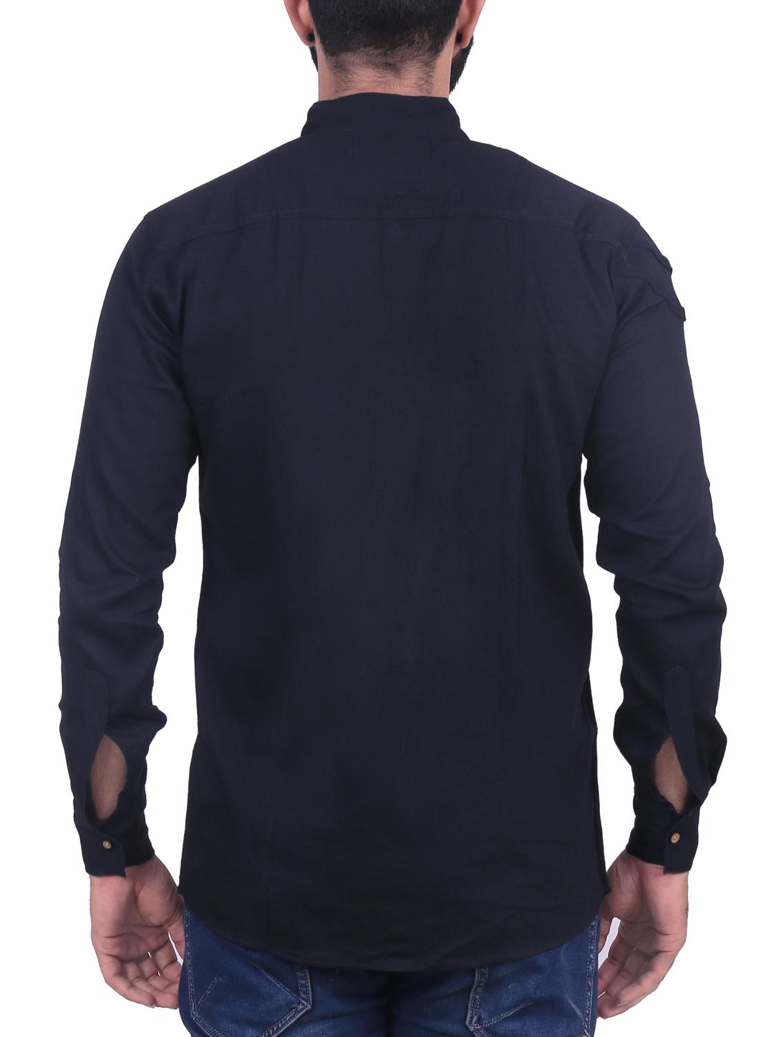 black cotton casual shirt - 11951225 - Zoom Image - 3
