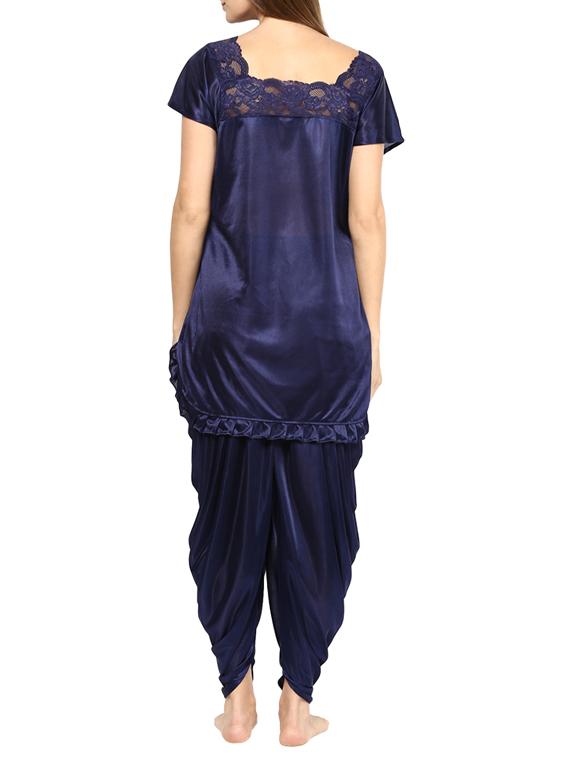 blue satin pyjama set nightwear - 11958650 - Zoom Image - 3