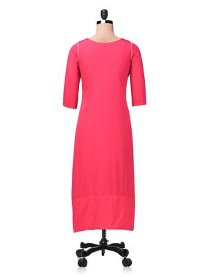 fuchsia hi-lo long kurta - 1203489 - Standard Image - 3