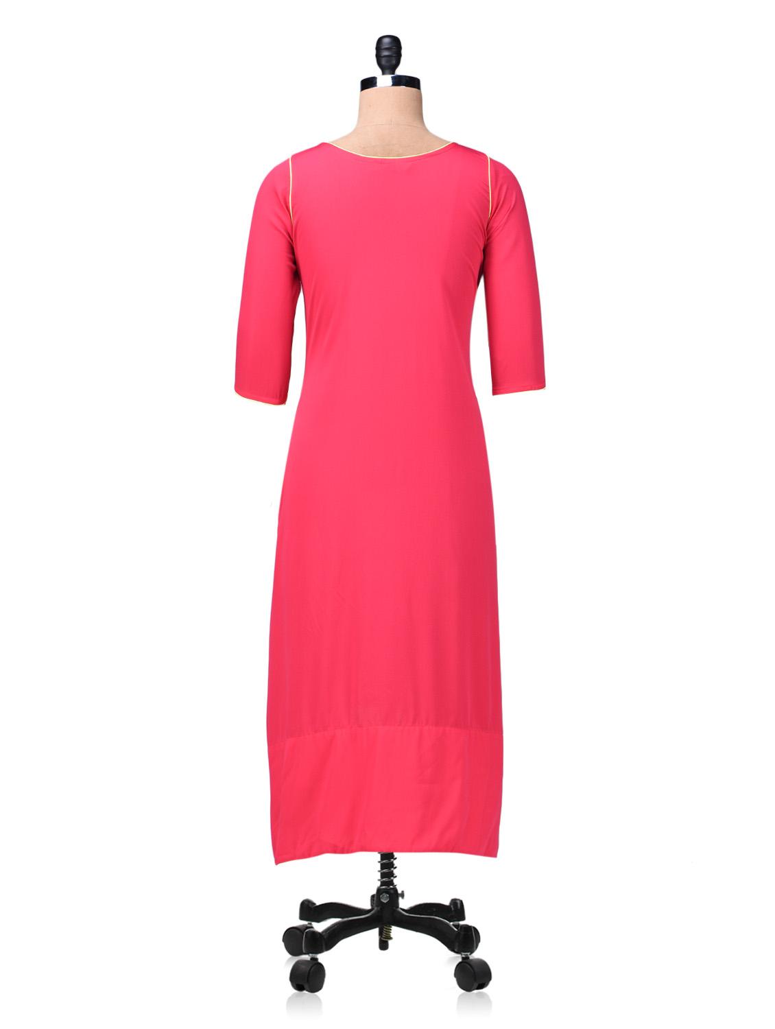 fuchsia hi-lo long kurta - 1203489 - Zoom Image - 3
