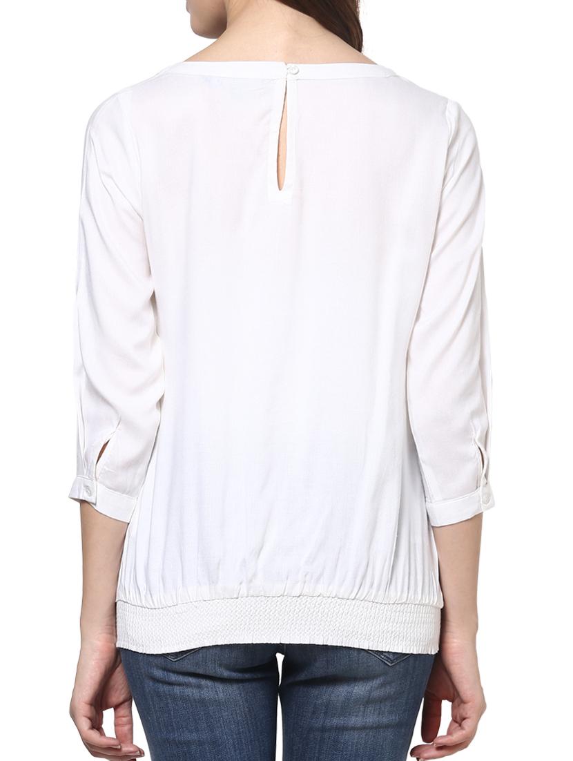 White plain rayon net top - 1204179 - Zoom Image - 3
