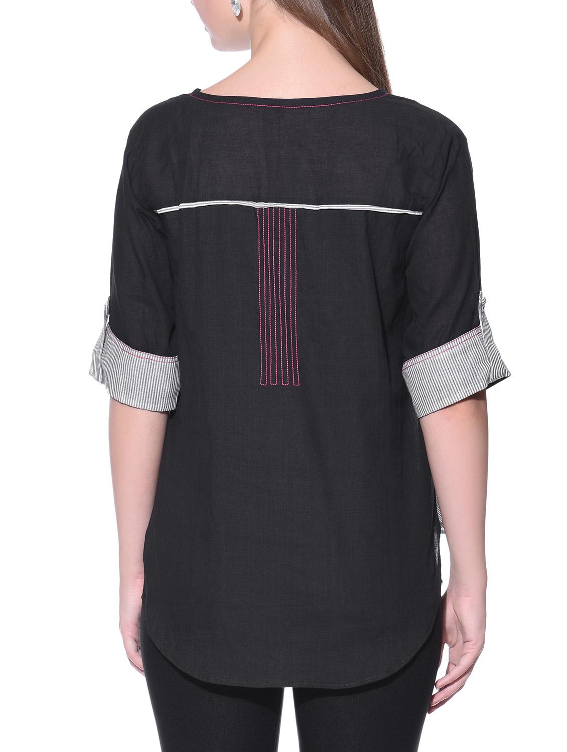 Grey and black cotton shirt - 12080996 - Zoom Image - 3