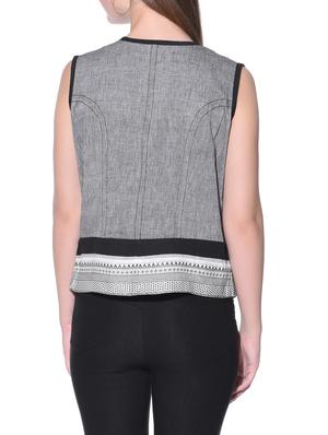 grey front open cotton short jacket - 12081014 - Standard Image - 3