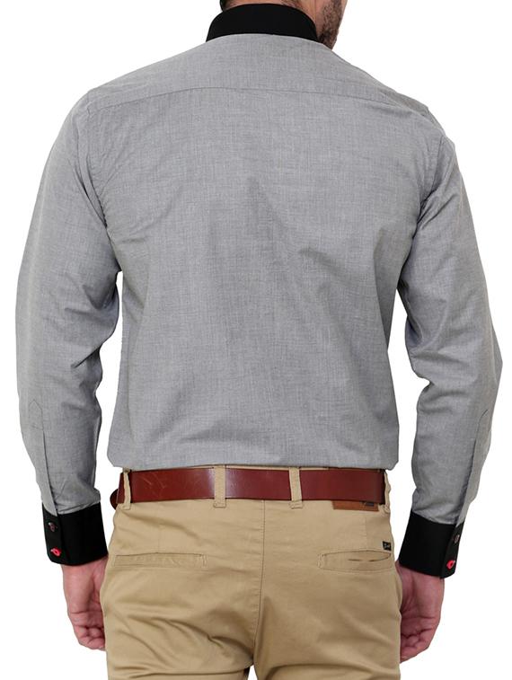 grey cotton casual shirt - 12099513 - Zoom Image - 3