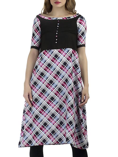 a-line checkered kurta - 12100445 - Very Small Image - 1