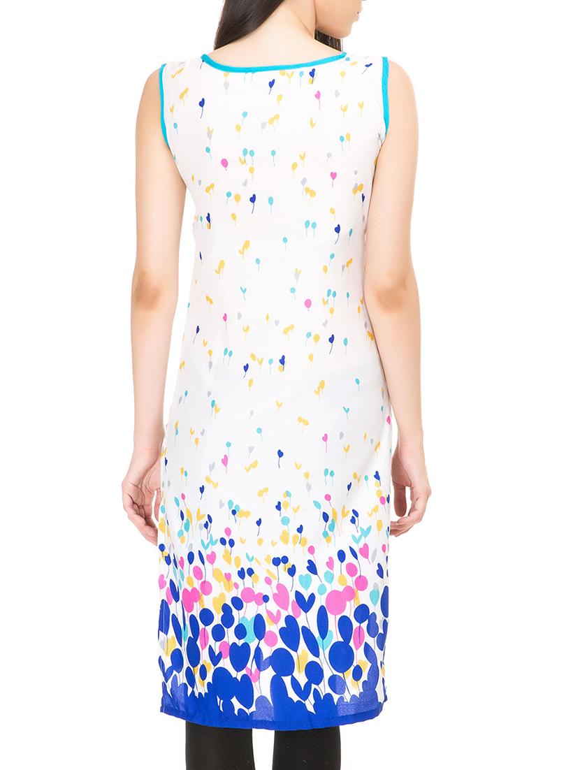 white crepe straight kurta - 12100809 - Zoom Image - 3