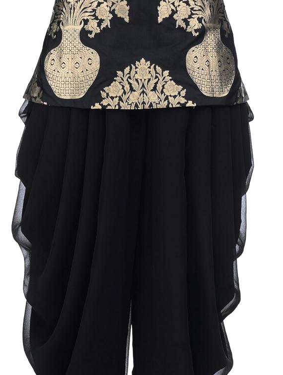 black kurti & dhoti set - 12101657 - Zoom Image - 3