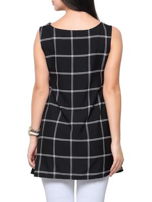 black checkered crepe regular top - 12104554 - Standard Image - 3