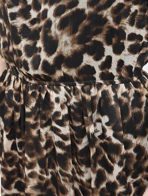 brown animal print chiffon fit and flare dress - 12107552 - Standard Image - 6