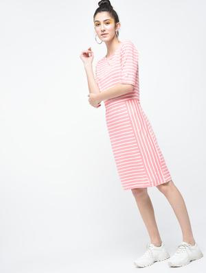 light pink striped cotton sheath dress - 12107560 - Standard Image - 3