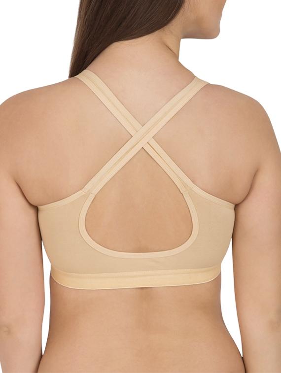 solid beige cotton sports bra - 12116090 - Zoom Image - 3