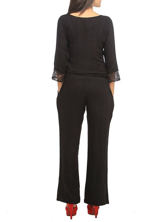 lace detail drawstring jumpsuit - 12124634 - Zoom Image - 3