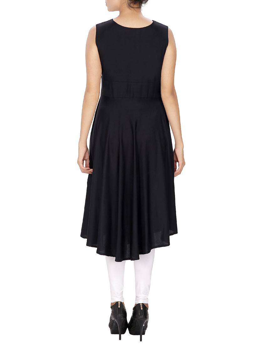 black viscose flared kurta - 12127108 - Zoom Image - 3