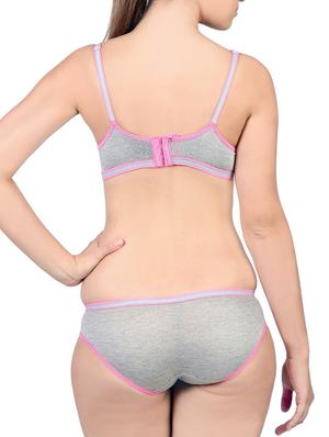 Grey Stretchable Bra and Panty Set - 1213426 - Standard Image - 3