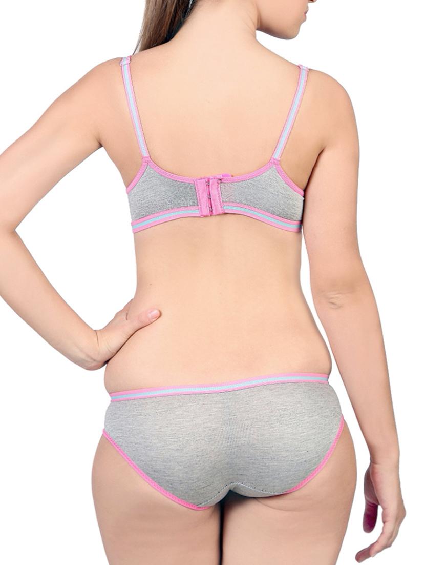 Grey Stretchable Bra and Panty Set - 1213426 - Zoom Image - 3