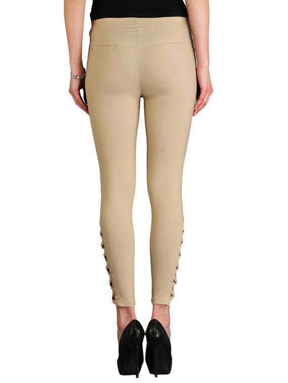 beige cotton jeggings - 12150252 - Zoom Image - 3