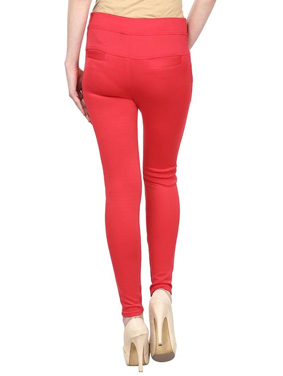 red cotton jeggings - 12150273 - Zoom Image - 3