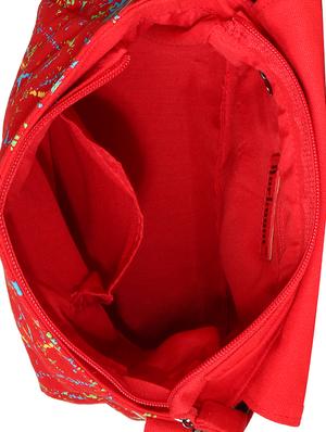 red printed canvas sling bag - 12155973 - Standard Image - 3