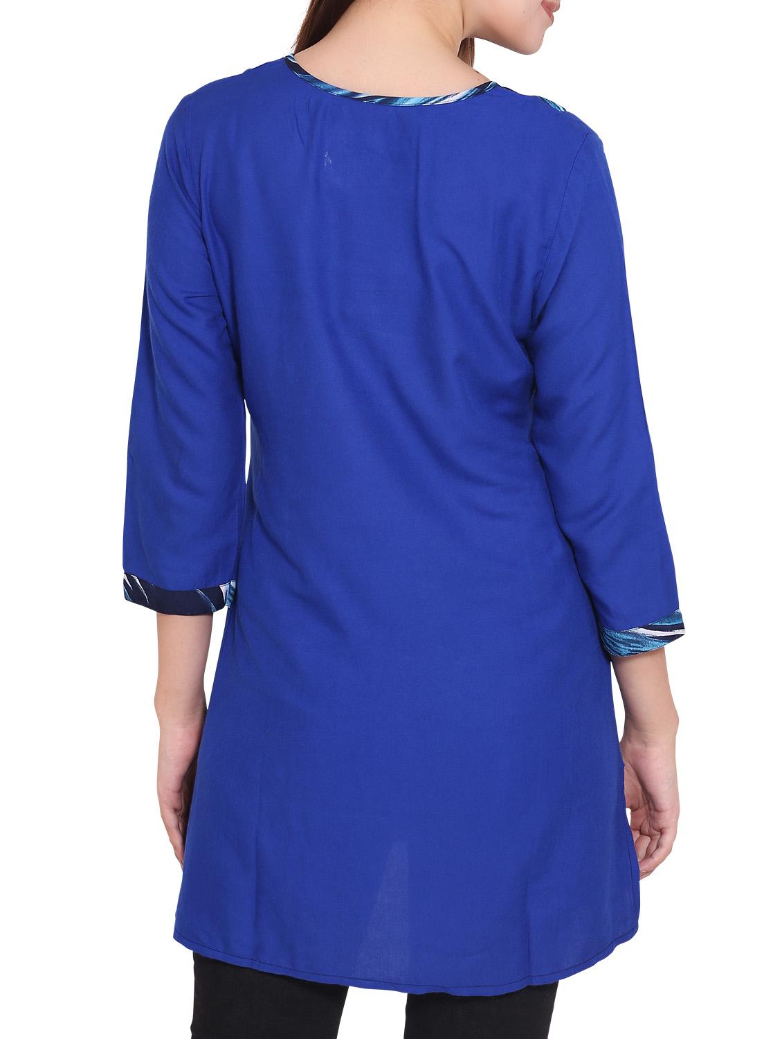 blue rayon kurta - 12157127 - Zoom Image - 3