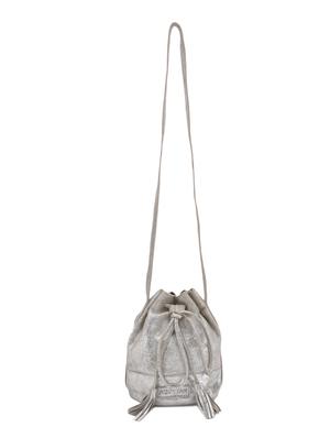 silver leather drawstring sling bag - 12170471 - Standard Image - 6