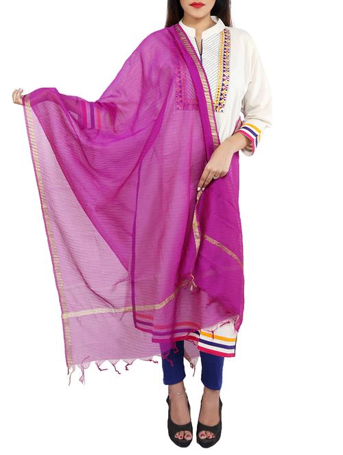 purple chanderi dupatta - 12173924 - Very Small Image - 1