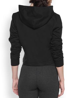 Black Womens Printed Crop Hoodie - 1218297 - Standard Image - 3
