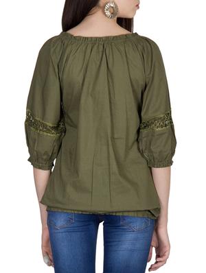 dark green cotton top - 12186238 - Standard Image - 3