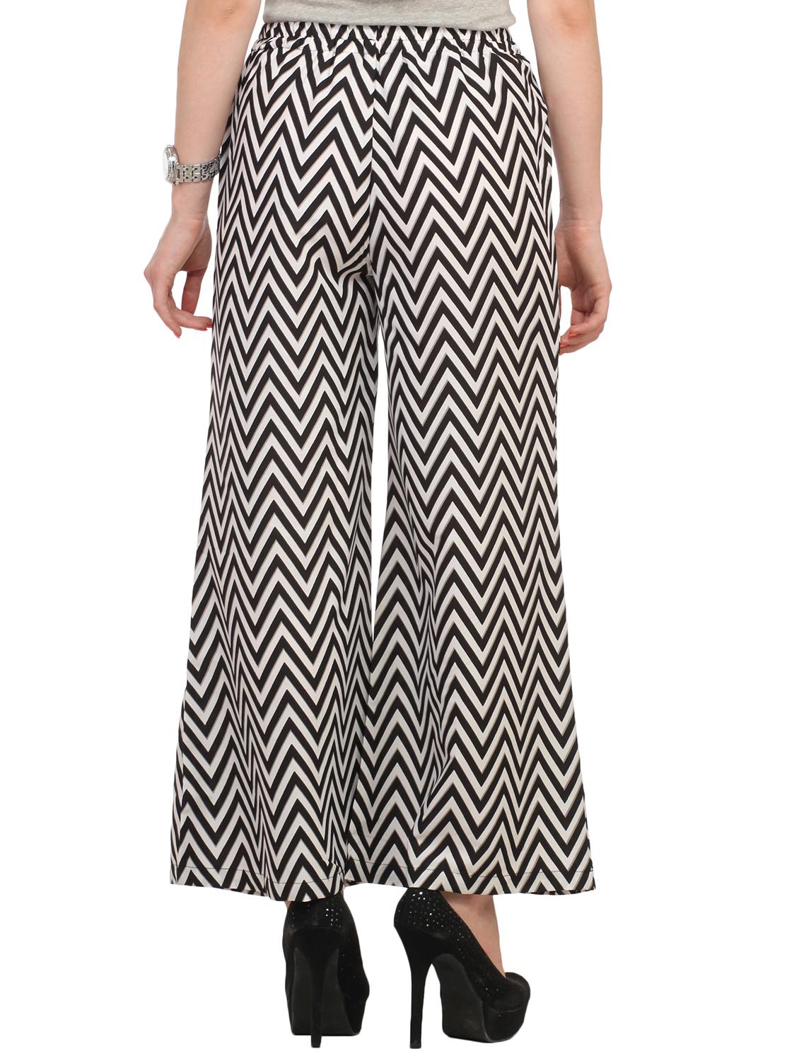 black viscose zig zag printed palazzo - 12204699 - Zoom Image - 3