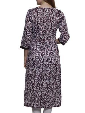 brown cotton printed straight kurta - 12221531 - Standard Image - 3