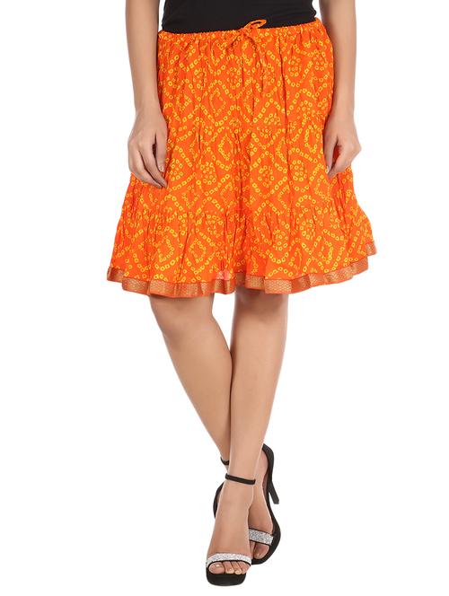 orange cotton flared skirt - 12239802 - Very Small Image - 1