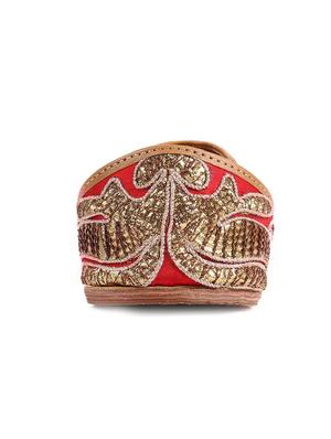 Red silk gota and dori work mojaris - 12241607 - Standard Image - 3
