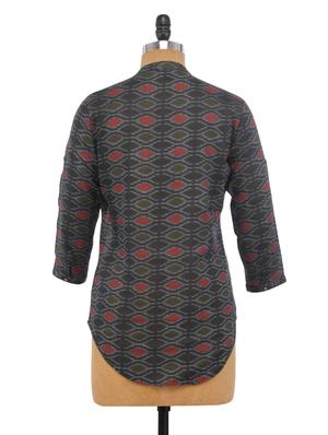 Grey Cotton Printed Top - 1224366 - Standard Image - 3