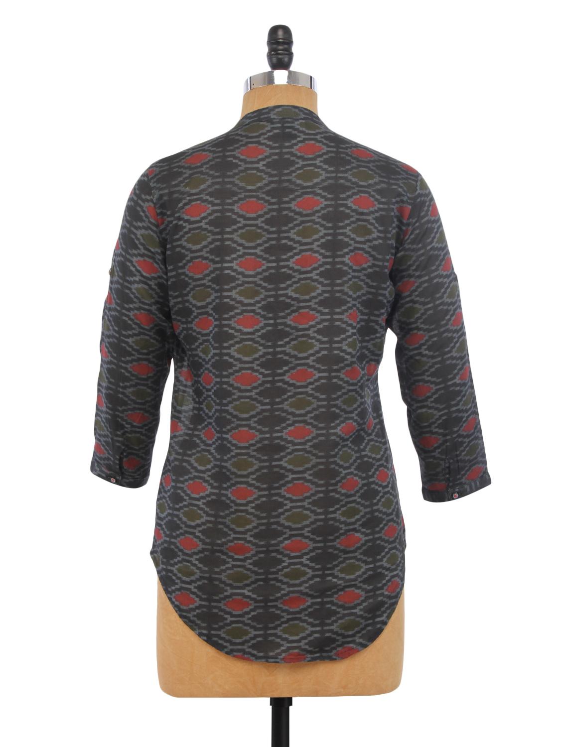 Grey Cotton Printed Top - 1224366 - Zoom Image - 3