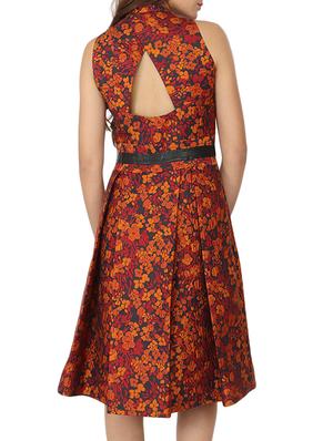 orange floral fit & flare dress - 12249003 - Standard Image - 3